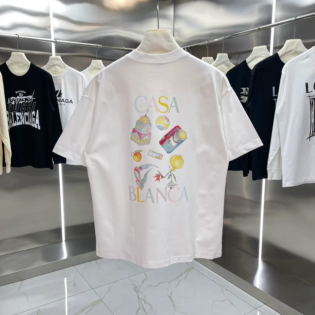 Casablanca Classic Series T ， ， 。 ， Classic ， In Stock ！ ：White Black Size：S M L XL XXL